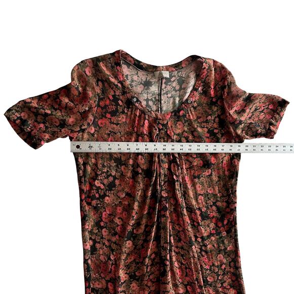 Wrap London Sheer Floral Scoop Neck Dark Romantic Short Sleeve Tunic Dress 8 - Picture 9 of 11